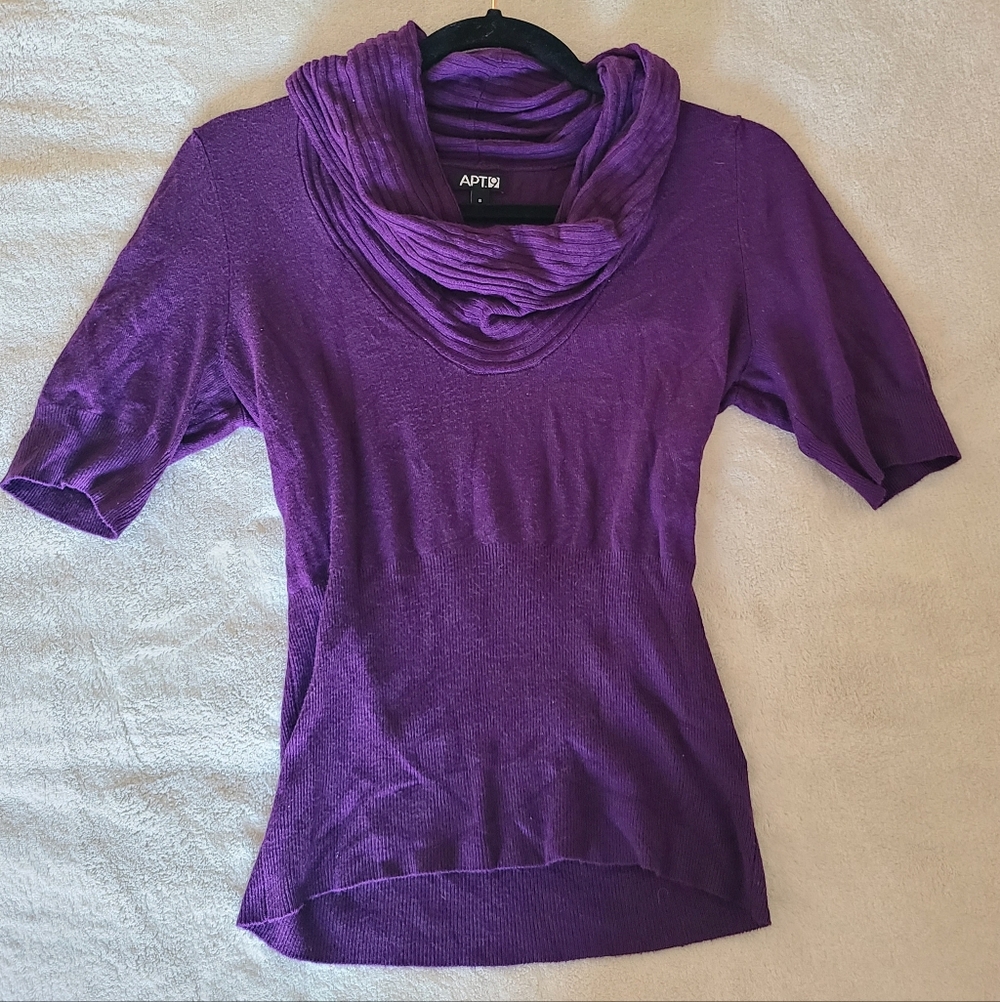 Apt. 9 Women's Rich Purple Cowl Neck Sweater Short Sleeve Size S